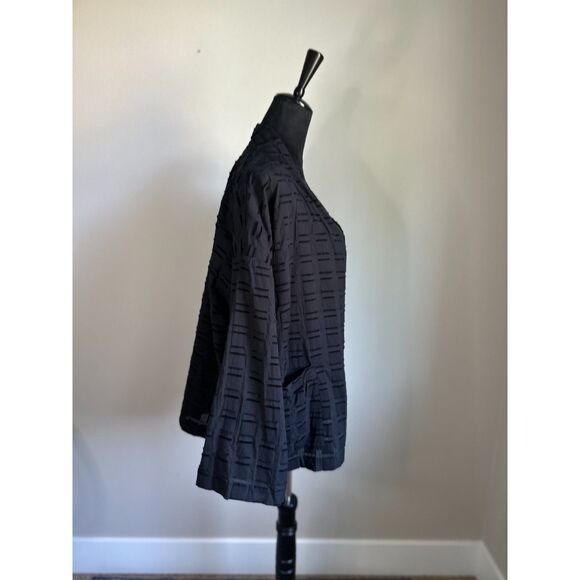 EILEEN FISHER WOMAN Black Organic Cotton Shadow Square Kimono Jacket Size 2XL - Picture 6 of 11